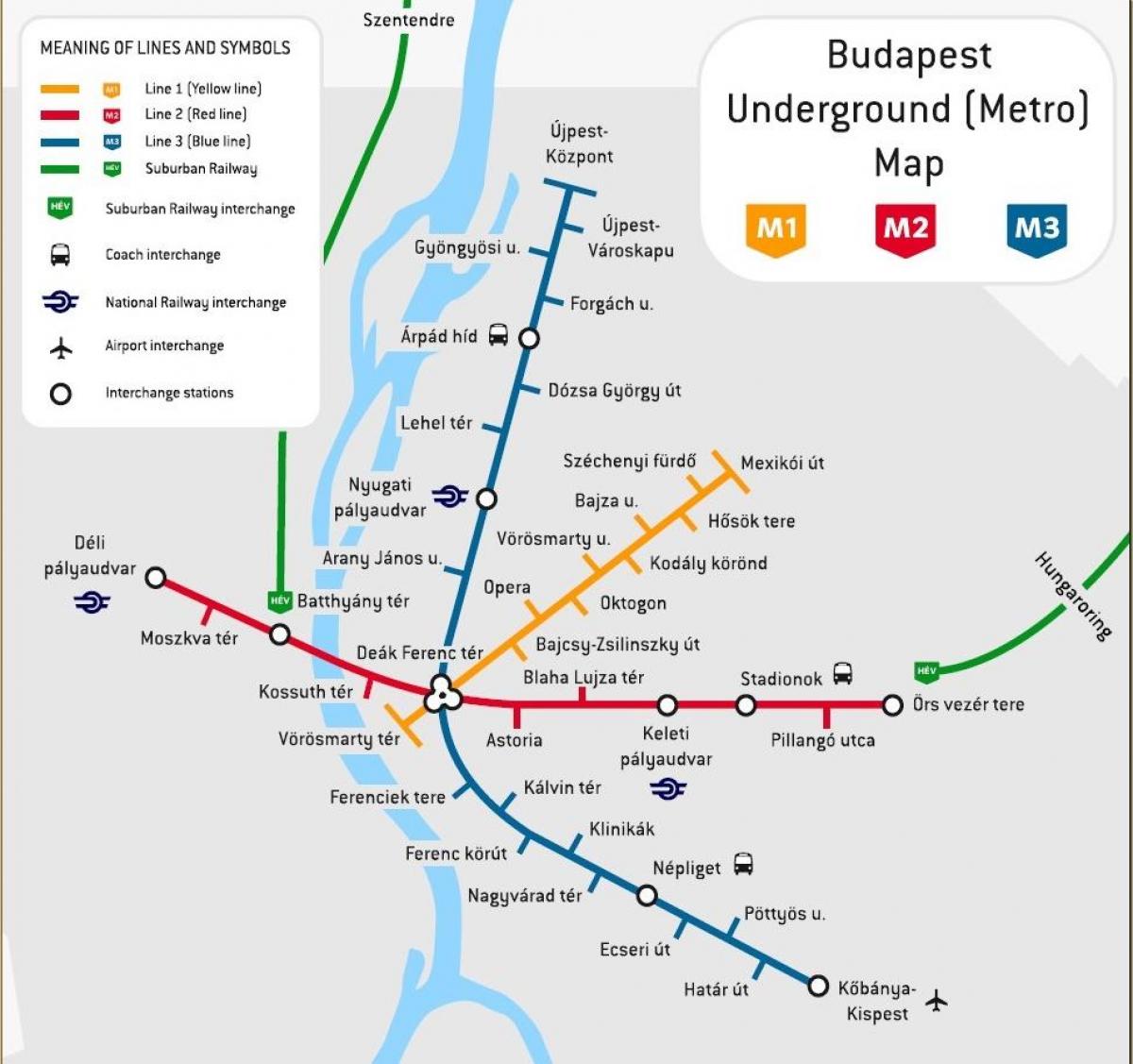 میٹرو کا نقشہ بوڈاپیسٹ ، ہنگری