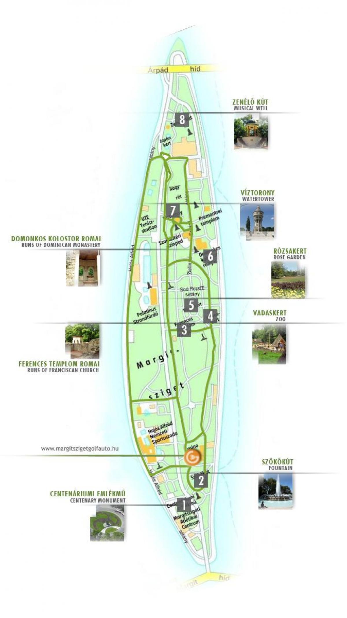 کا نقشہ مارگریٹ جزیرے بڈاپسٹ