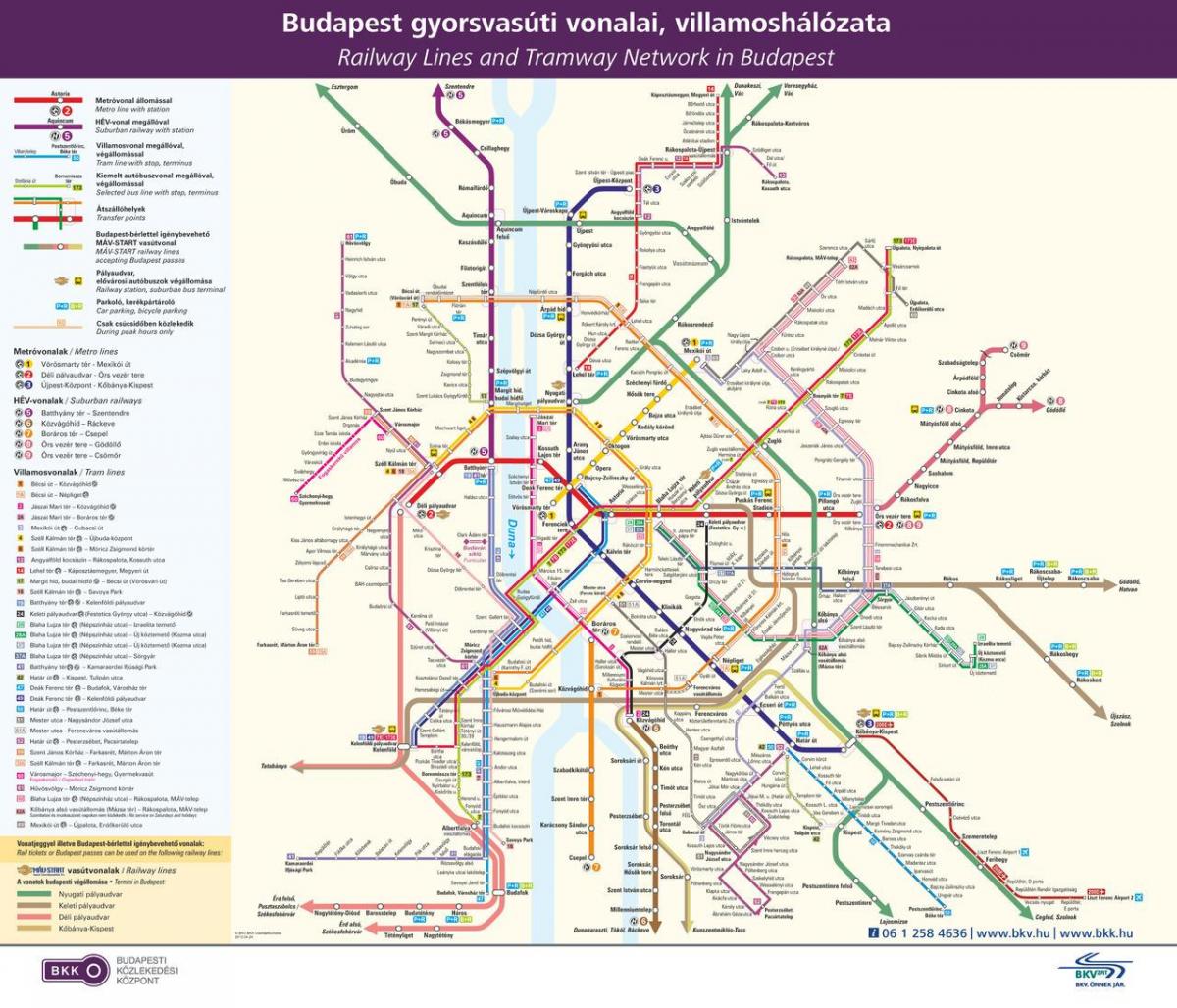 بڈاپسٹ عوامی نقل و حمل کا نقشہ